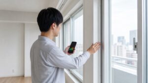 引っ越し前に窓まわりの防音性を確認するイメージ